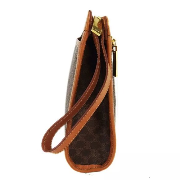 CELINE Clutch Bag Macadam Beige PVC ?~ Leather Authentic - Picture 4 of 10